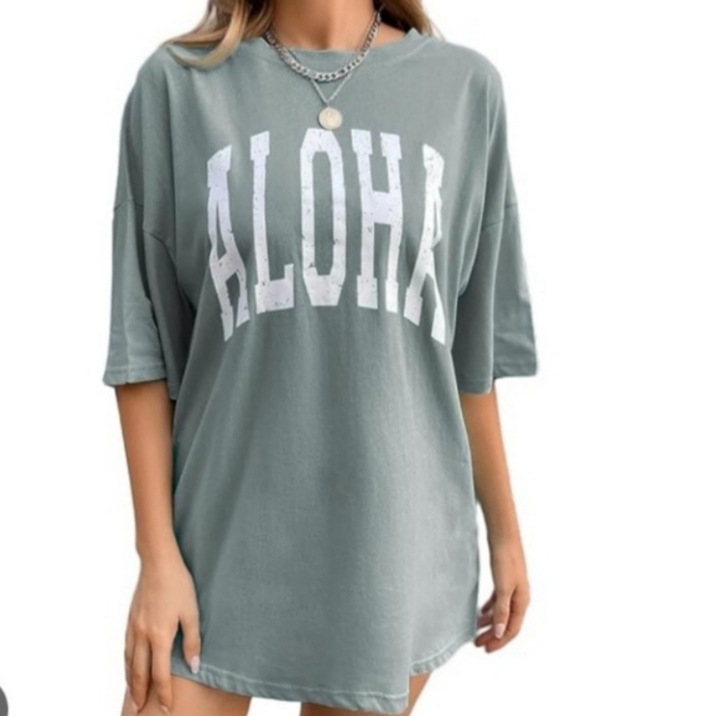 Green Blue Aloha Graphic T-Shirt Sz.XXXL